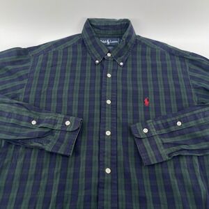 Ralph Lauren Yarmouth Button Down Shirt Classic Fit Plaid Red Pony Men 15.5 35